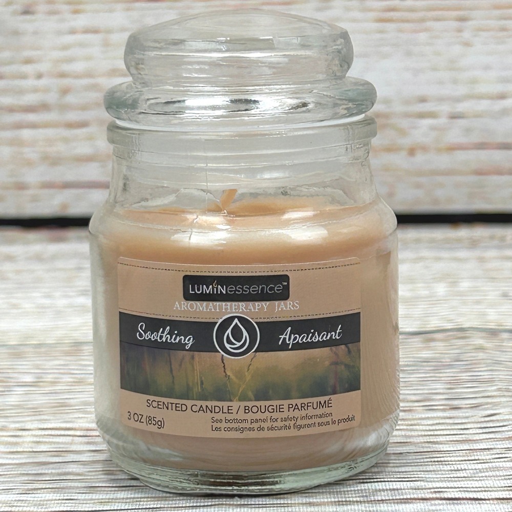 Luminessence‎ Aromatherapy Jars Soothing Scented Candle 3oz Glass Jar w/ Lid NEW